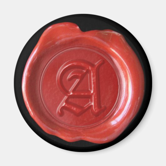 Wax Seal Monogram Magnet - Rood - Oud Engels - (Voorkant)