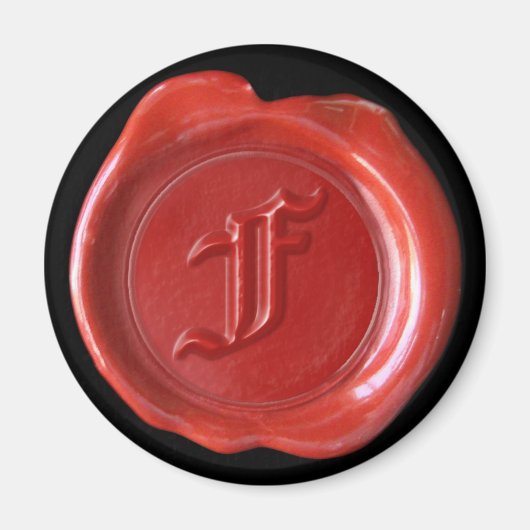 Wax Seal Monogram Magnet - Rood - Oud Engels - (Voorkant)