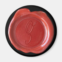 Wax Seal Monogram Magnet - Rood - Script Style -