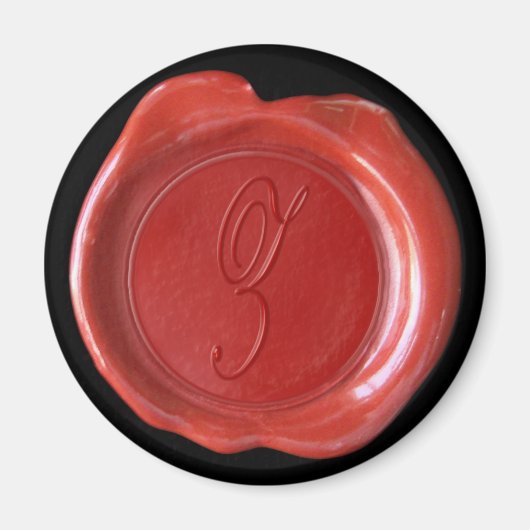 Wax Seal Monogram Magnet - Rood - Script Style - (Voorkant)