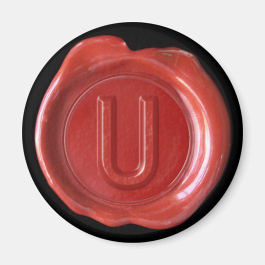 Wax Seal Monogram Magnet - Rood - Vette stijl - (Voorkant)