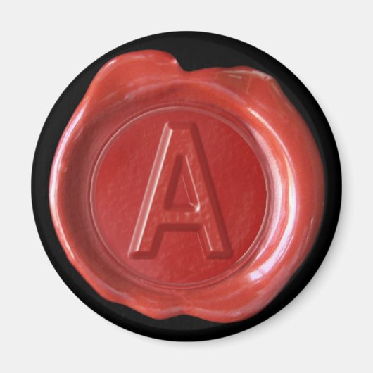 Wax Seal Monogram Magnet - Rood - Vette stijl - (Voorkant)