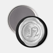 Wax Seal Monogram Magnet - Silver - Oud Engels - (Voorkant / Achterkant)