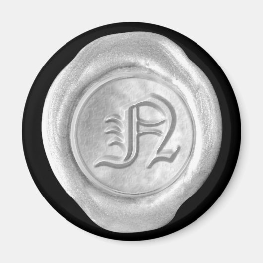 Wax Seal Monogram Magnet - Silver - Oud Engels - (Voorkant)
