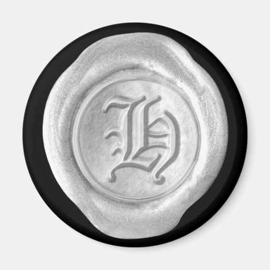 Wax Seal Monogram Magnet - Silver - Oud Engels - (Voorkant)