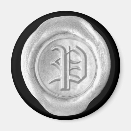 Wax Seal Monogram Magnet - Silver - Oud Engels - (Voorkant)