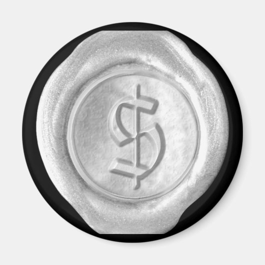 Wax Seal Monogram Magnet - Silver - Oud Engels - (Voorkant)