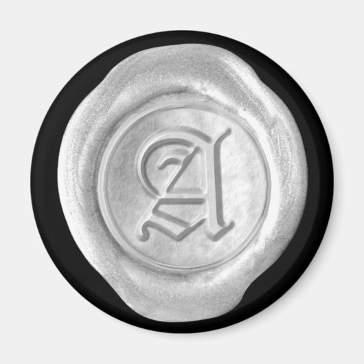 Wax Seal Monogram Magnet - Silver - Oud Engels - (Voorkant)