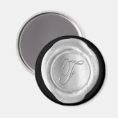 Wax Seal Monogram Magnet - Silver - Script Style - (Voorkant / Achterkant)