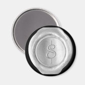 Wax Seal Monogram Magnet - Silver - Script Style - (Voorkant / Achterkant)