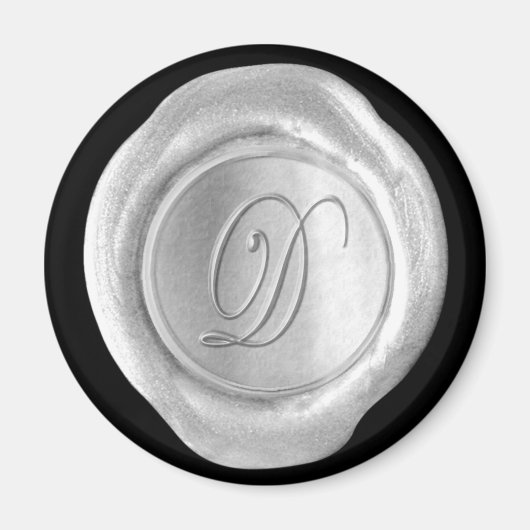 Wax Seal Monogram Magnet - Silver - Script Style - (Voorkant)