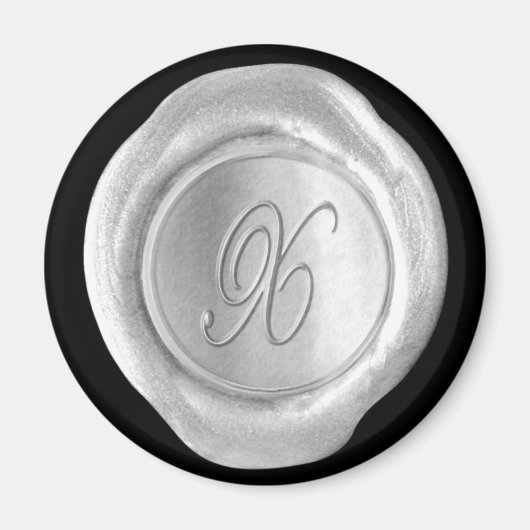 Wax Seal Monogram Magnet - Silver - Script Style - (Voorkant)