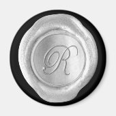 Wax Seal Monogram Magnet - Silver - Script Style - (Voorkant)