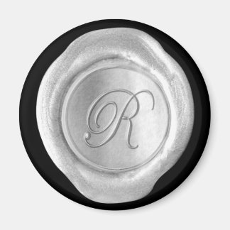Wax Seal Monogram Magnet - Silver - Script Style -
