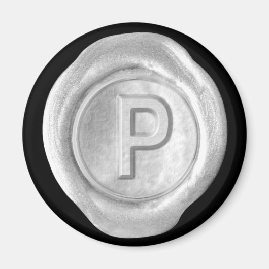 Wax Seal Monogram Magnet - Zilver - Vette stijl - (Voorkant)