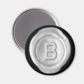 Wax Seal Monogram Magnet - Zilver - Vette stijl - (Voorkant / Achterkant)