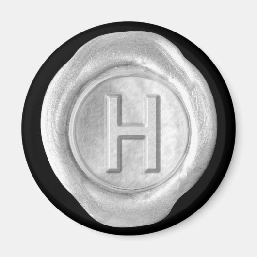 Wax Seal Monogram Magnet - Zilver - Vette stijl - (Voorkant)