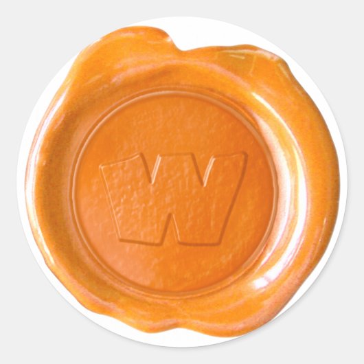 Wax Seal Monogram - Oranje - W - Ronde Sticker (Voorkant)