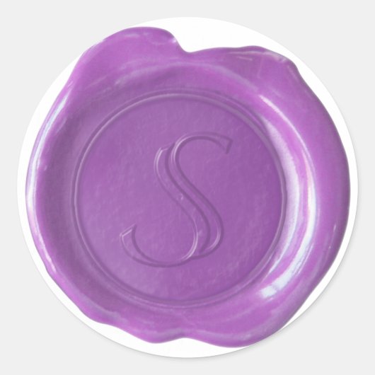 Wax Seal Monogram - Paarse - S - Ronde Sticker (Voorkant)
