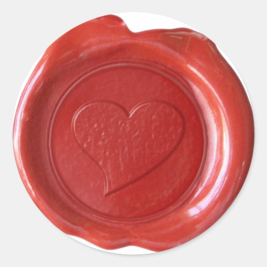 Wax Seal Monogram - Rode Hart II - Ronde Sticker (Voorkant)