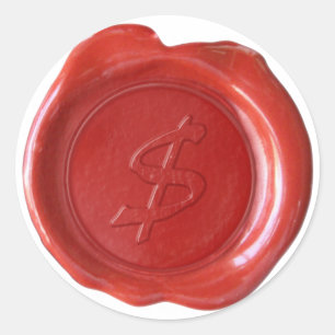 Wax Seal Monogram - Rood - Artistisch $ - Ronde Sticker