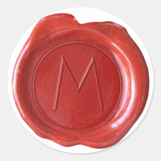 Wax Seal Monogram - Rood - ModernSlim M - Ronde Sticker (Voorkant)