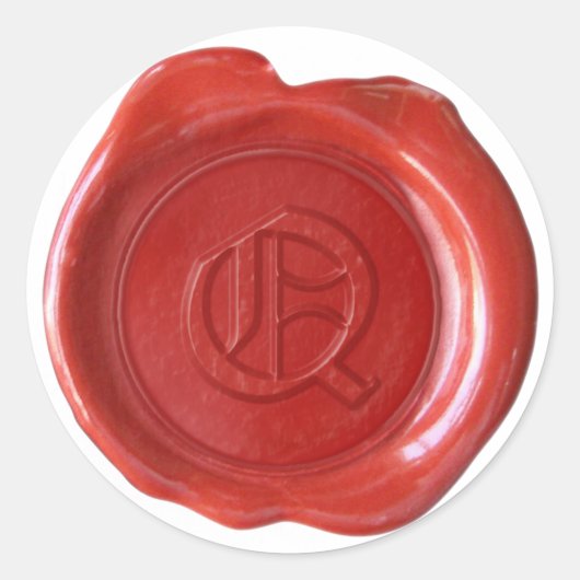 Wax Seal Monogram - Rood - Oud Engels - Letter Q Ronde Sticker (Voorkant)