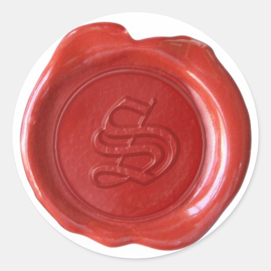 Wax Seal Monogram - Rood - Oudengels - Letter S Ronde Sticker (Voorkant)