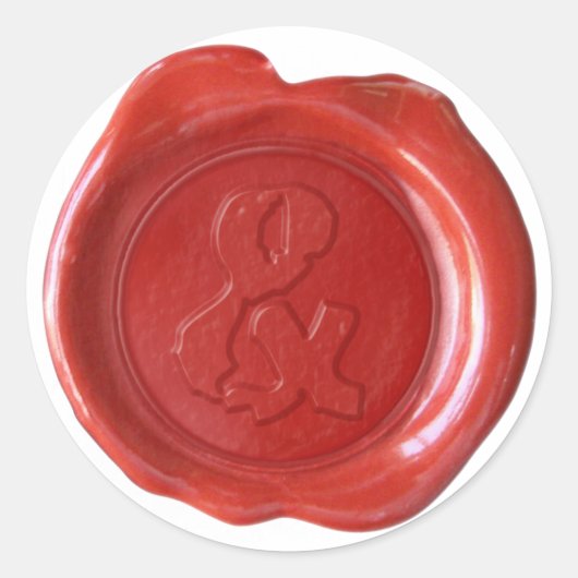 Wax Seal Monogram - Rood - Plue & - Ronde Sticker (Voorkant)