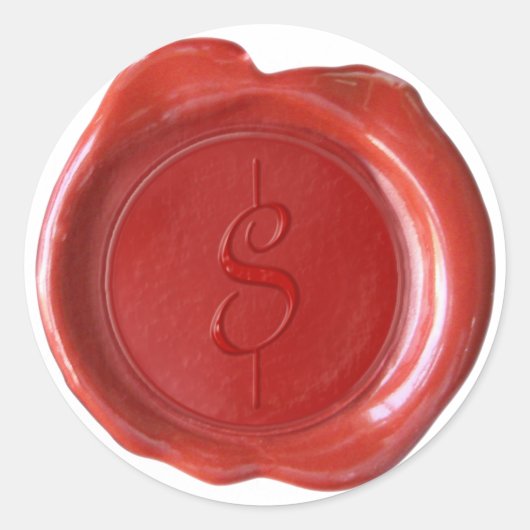 Wax Seal Monogram - Rood - Script $ - Ronde Sticker (Voorkant)
