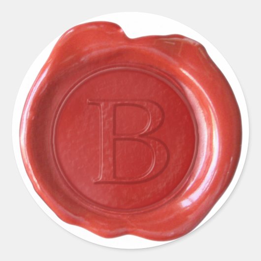 Wax Seal Monogram - Rood - Serif B - Ronde Sticker (Voorkant)
