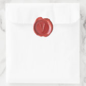 Wax Seal Monogram - Rood - Vet - Ronde Sticker (Tas)