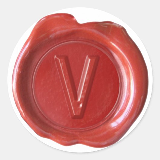 Wax Seal Monogram - Rood - Vet - Ronde Sticker (Voorkant)