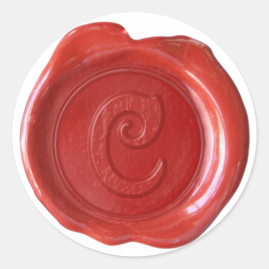 Wax Seal Monogram - Rood - Victoriaans C - Ronde Sticker (Voorkant)
