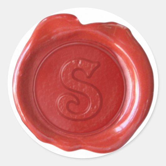 Wax Seal Monogram - Rood - Victoriaans S - Ronde Sticker (Voorkant)