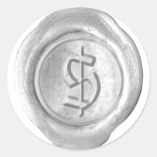 Wax Seal Monogram - Silver - Old English $ - Ronde Sticker (Voorkant)