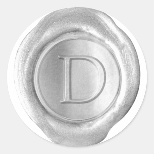 Wax Seal Monogram - Silver - Serif D - Ronde Sticker (Voorkant)