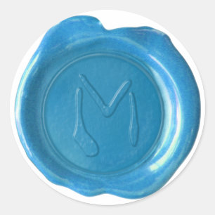 Wax Seal Monogram - True Blue - M - Ronde Sticker