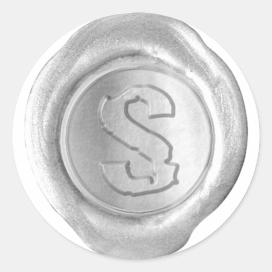 Wax Seal Monogram - Zilver - Boulder S - Ronde Sticker (Voorkant)