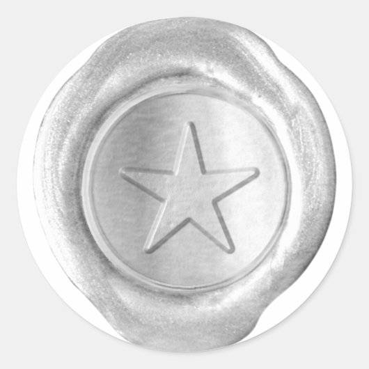 Wax Seal Monogram - Zilver - Custom Star - Ronde Sticker (Voorkant)