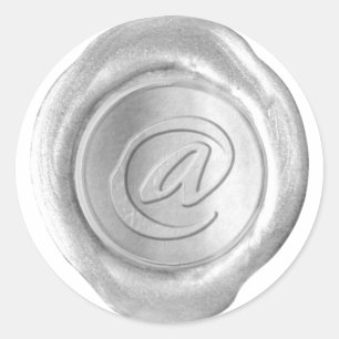 Wax Seal Monogram - Zilver - Kunst @ - Ronde Sticker