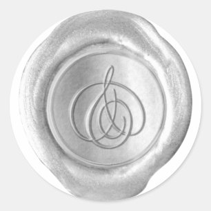 Wax Seal Monogram - Zilver - Manuscript & - Ronde Sticker
