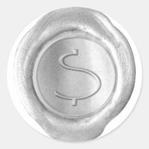 Wax Seal Monogram - Zilver - ModernSlim $ - Ronde Sticker