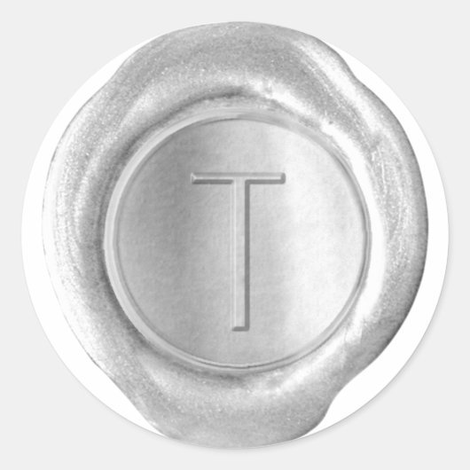 Wax Seal Monogram - Zilver - ModernSlim T - Ronde Sticker (Voorkant)