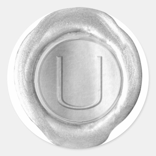Wax Seal Monogram - Zilver - ModernSlim U - Ronde Sticker (Voorkant)