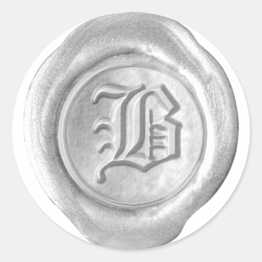 Wax Seal Monogram - Zilver - Oud Engels B - Ronde Sticker (Voorkant)