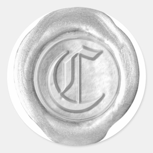 Wax Seal Monogram - Zilver - Oude Engelse C - Ronde Sticker (Voorkant)