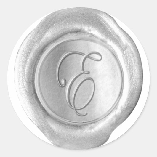 Wax Seal Monogram - Zilver - Script E - Ronde Sticker (Voorkant)