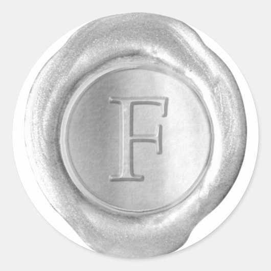 Wax Seal Monogram - Zilver - Serif F - Ronde Sticker (Voorkant)