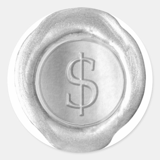 Wax Seal Monogram - Zilver - Serif $ - Ronde Sticker (Voorkant)